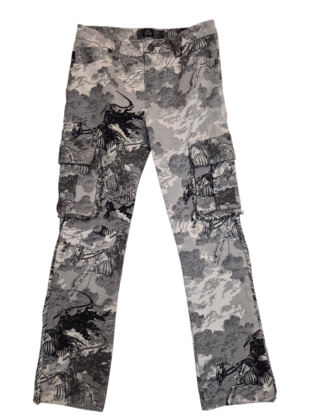 Rebel Vengeance  Black & Gray GRIM REAPER Graphic Denim Pants